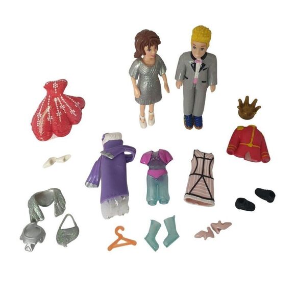 Vintage Polly Pocket Prom King and Queen Doll Set With Outfits & Accessories P7 - Picture 5 of 5